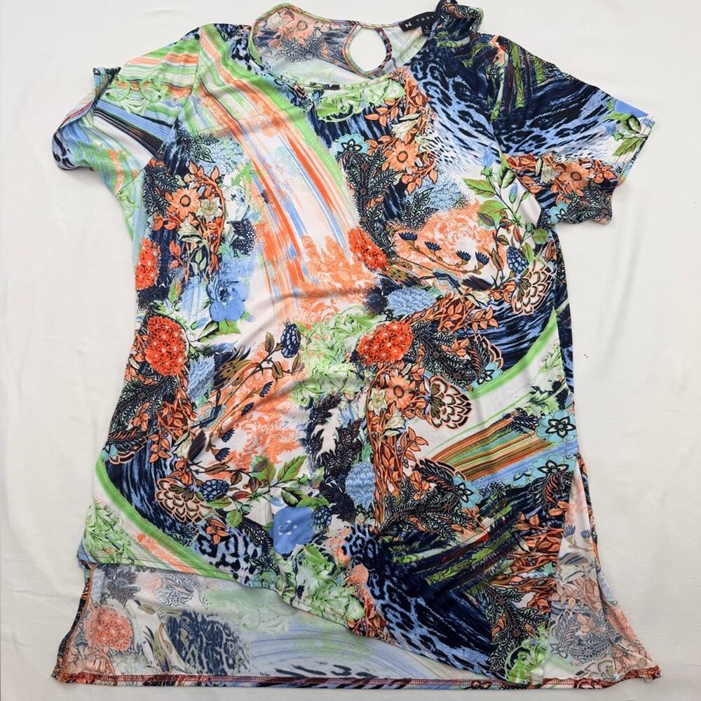 N Touch Women's Multicolor Printed Blouse - Blue/Green